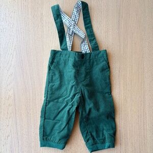 Janie and Jack- Green Corduroy Overalls, 3-6M